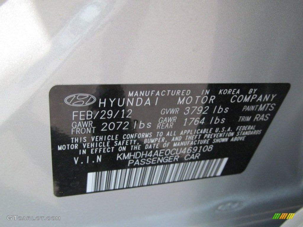 2012 Elantra GLS - Shimmering Silver / Gray photo #10