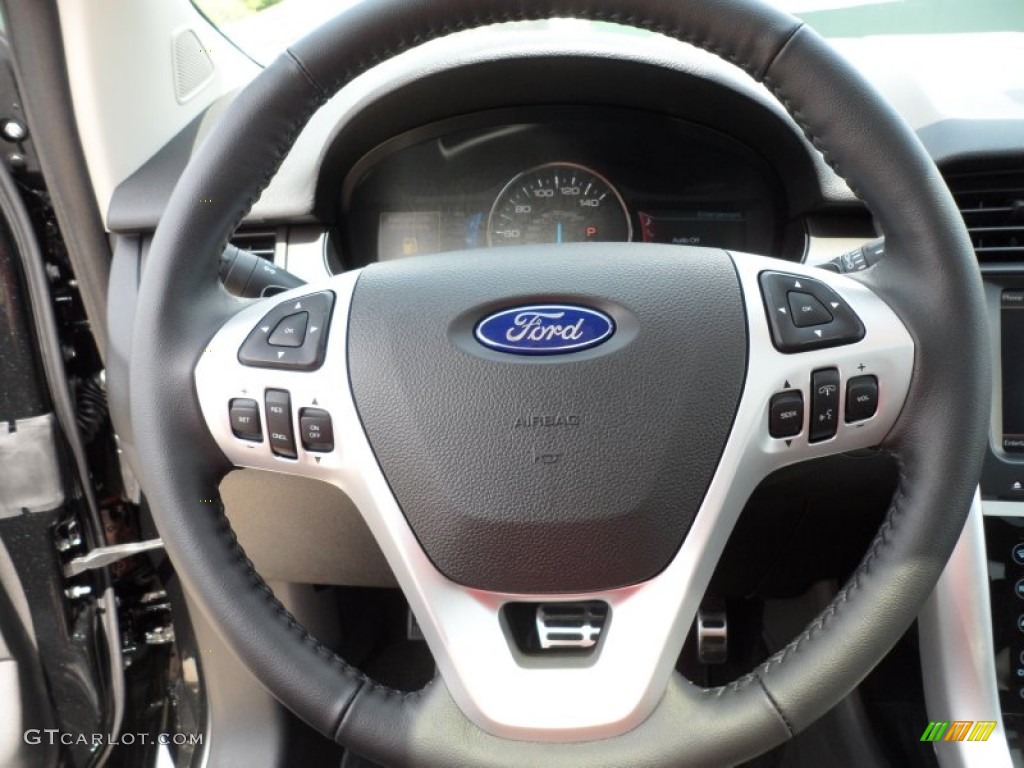 2012 Ford Edge Sport AWD Charcoal Black/Silver Smoke Metallic Steering Wheel Photo #63906503