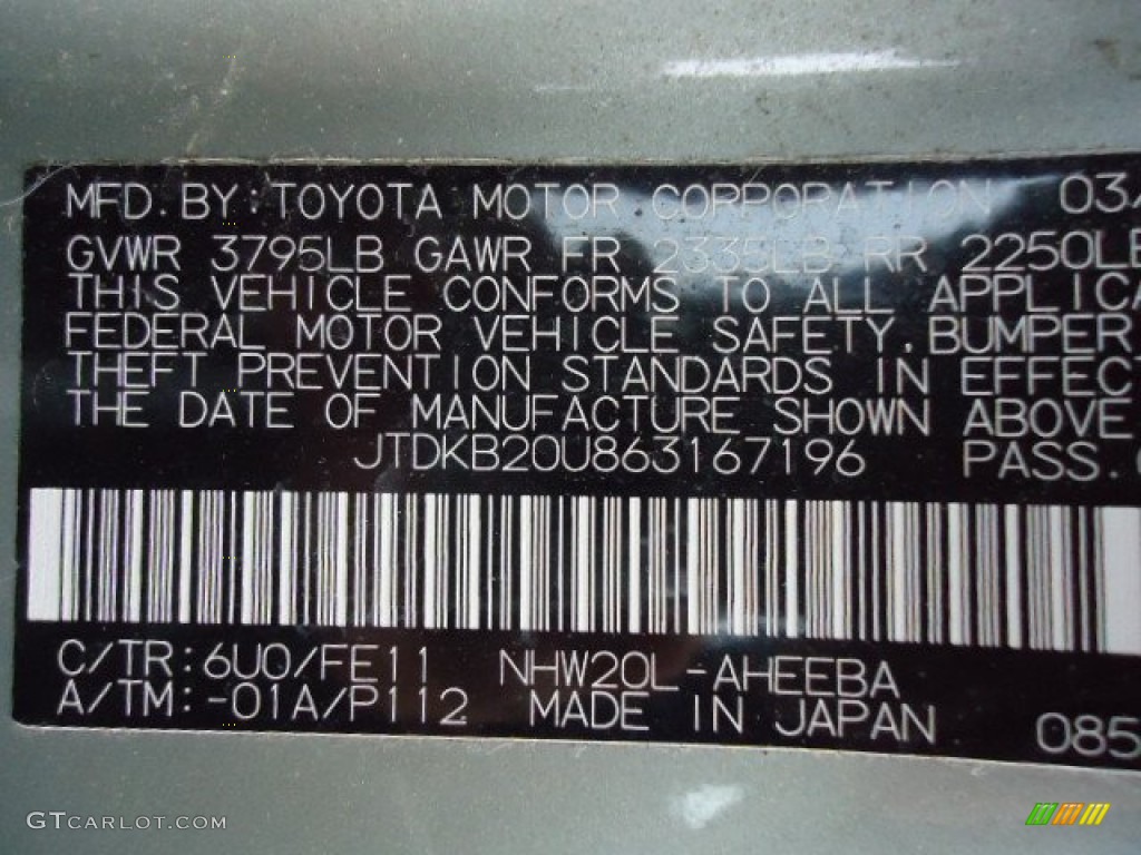 2006 Prius Color Code 6U0 for Silver Pine Mica Photo #63914647