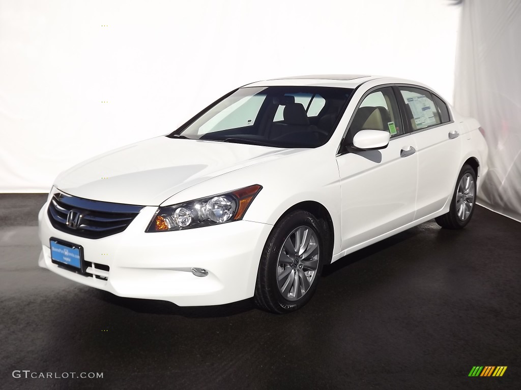 2012 Accord EX-L V6 Sedan - White Diamond Pearl / Ivory photo #3