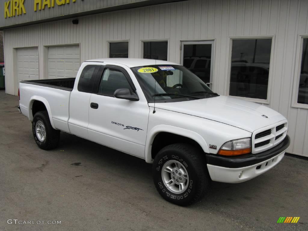 2000 Dakota Sport Extended Cab 4x4 - Bright White / Agate photo #1