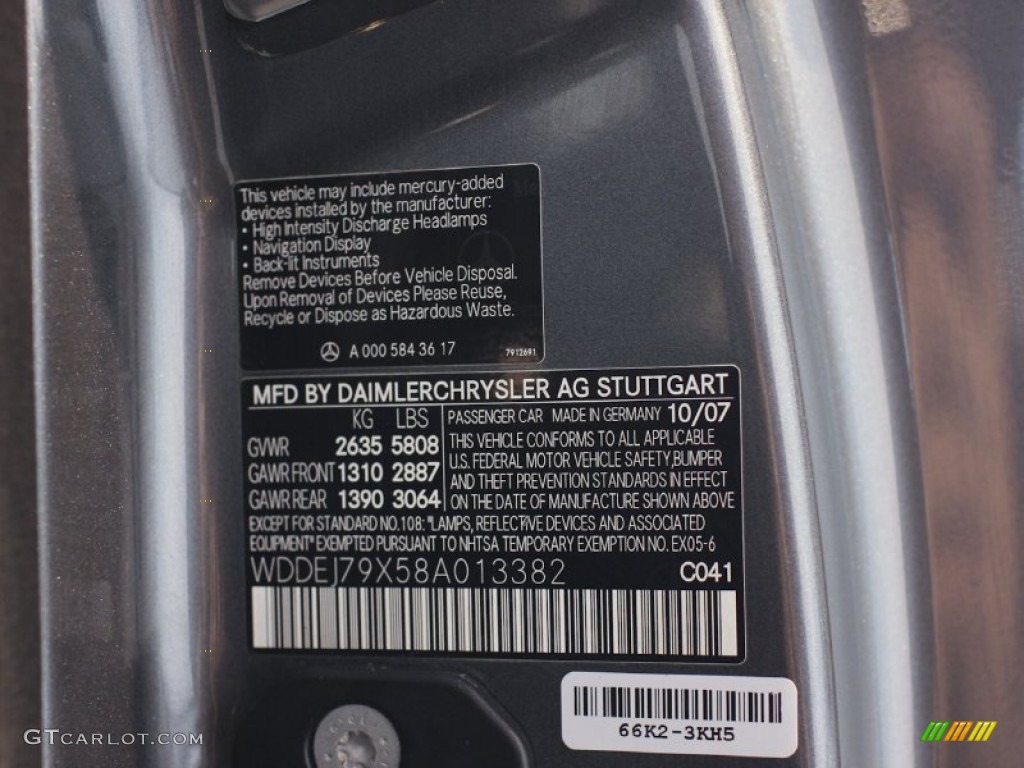 2008 CL Color Code 041 for designo Graphite Metallic Photo #63926821