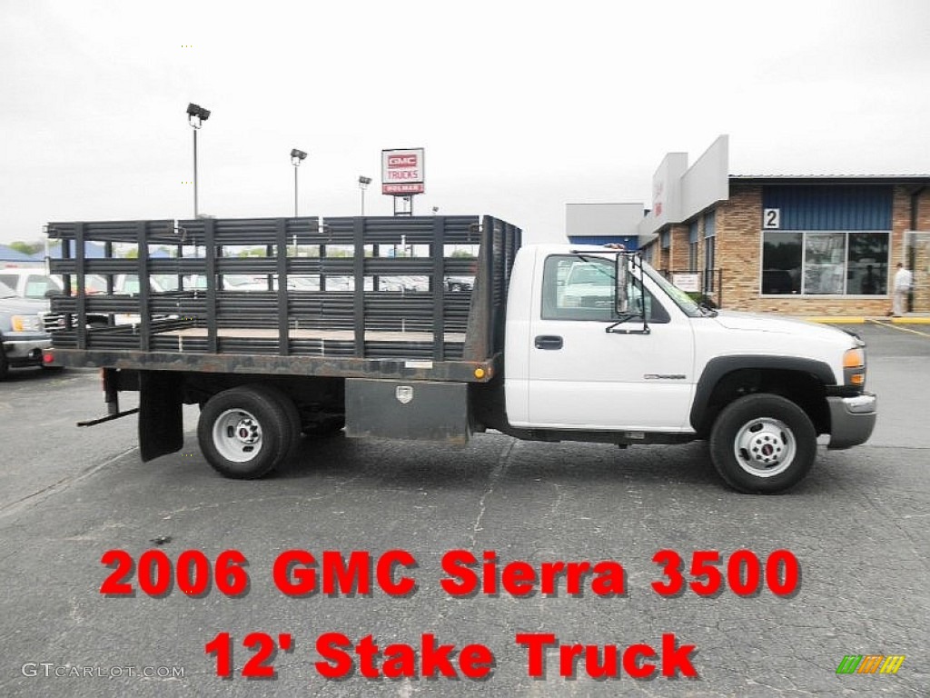 2006 Sierra 3500 Work Truck Regular Cab Stake Truck - Summit White / Dark Pewter photo #1