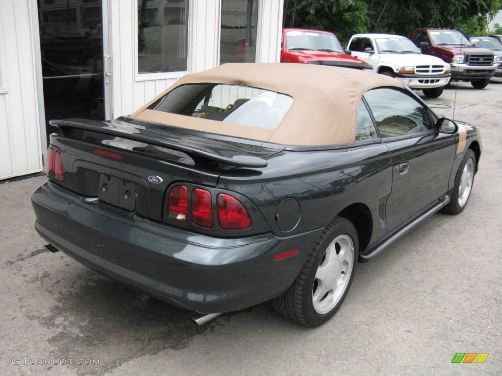 1998 Mustang GT Convertible - Dark Green Satin Metallic / Saddle photo #4