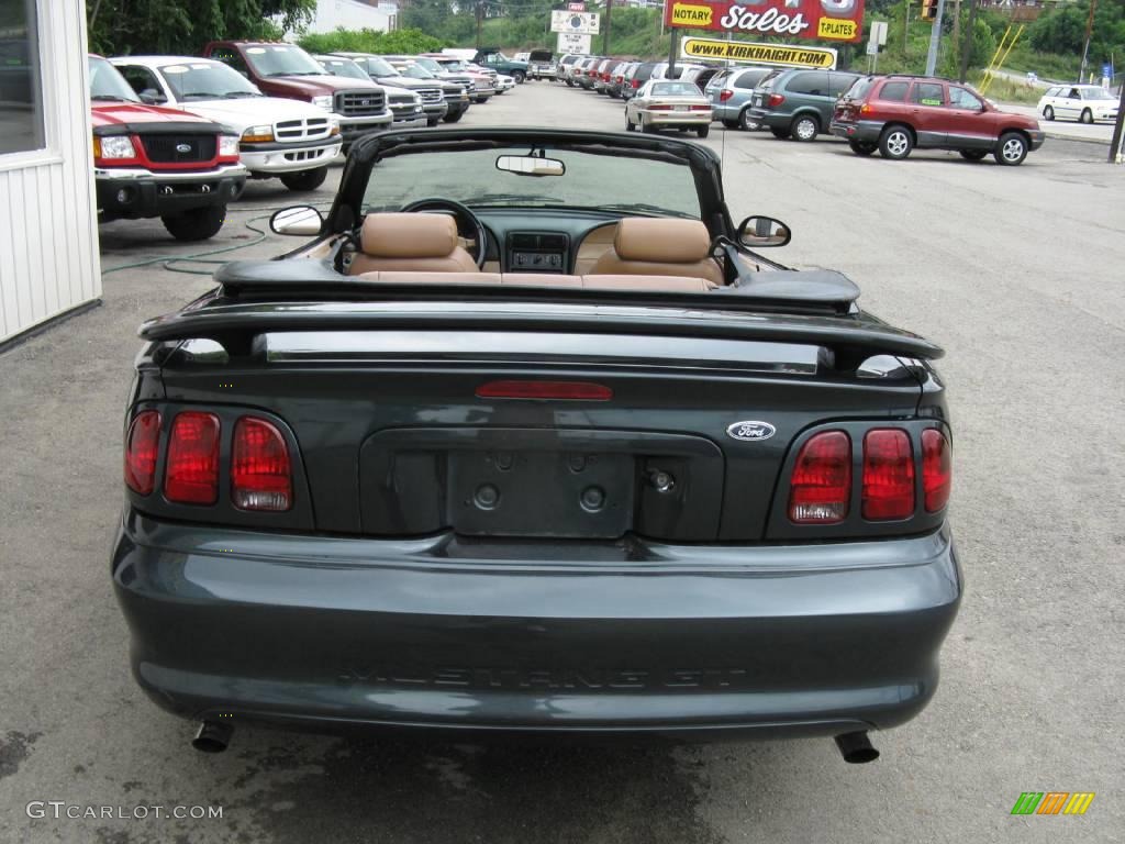 1998 Mustang GT Convertible - Dark Green Satin Metallic / Saddle photo #8