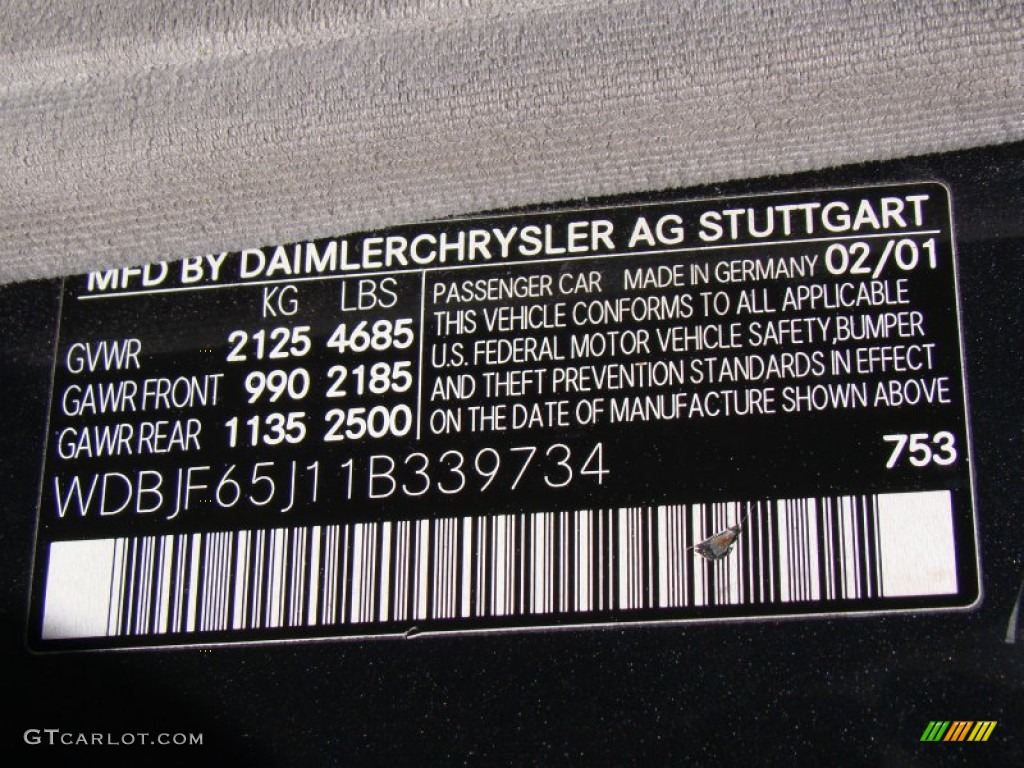2001 E Color Code 753 for Tectite Grey Metallic Photo #63932332