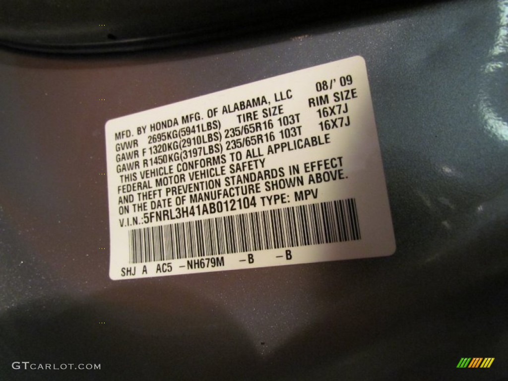 2010 Odyssey EX - Alabaster Silver Metallic / Gray photo #16