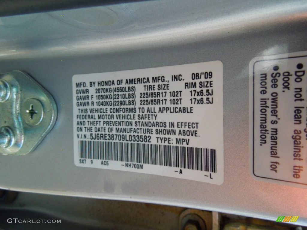 2009 CR-V EX-L - Alabaster Silver Metallic / Black photo #7