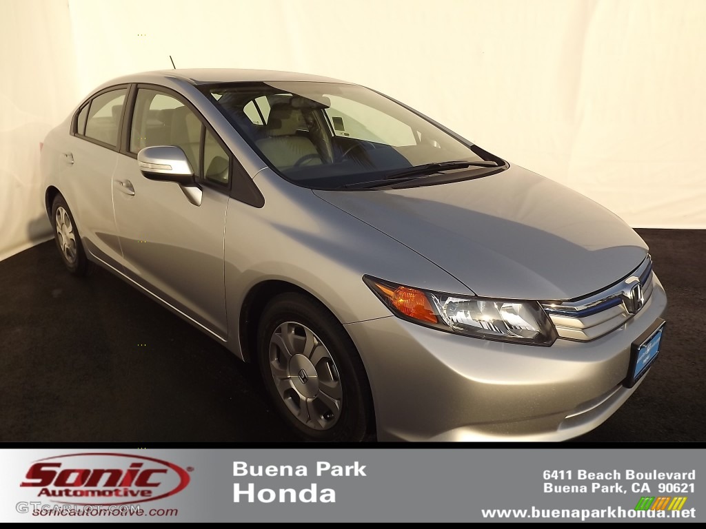 2012 Civic Hybrid Sedan - Alabaster Silver Metallic / Gray photo #1