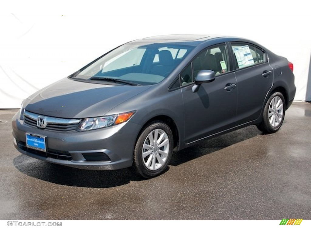 2012 Civic EX Sedan - Polished Metal Metallic / Gray photo #3