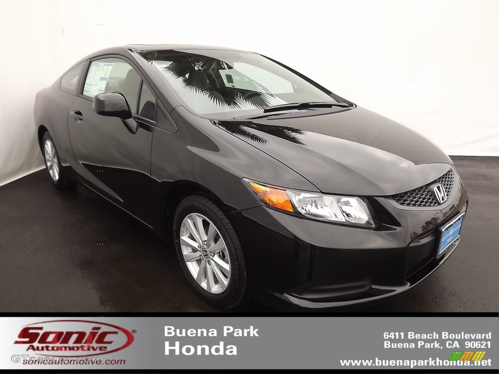 2012 Civic EX Coupe - Crystal Black Pearl / Gray photo #1