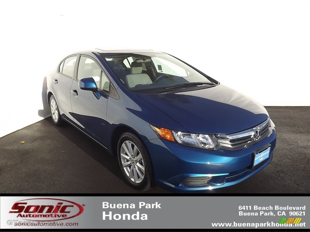 2012 Civic EX Sedan - Dyno Blue Pearl / Gray photo #1