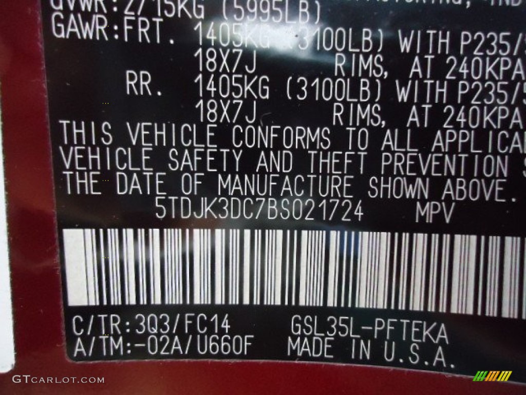 2011 Sienna LE AWD - Salsa Red Pearl / Light Gray photo #16