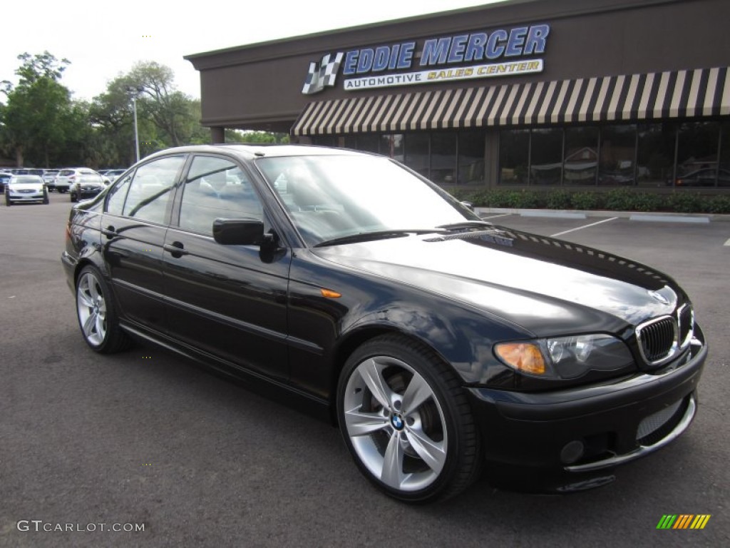 2004 3 Series 330i Sedan - Jet Black / Natural Brown photo #1