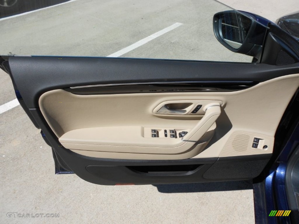 2013 Volkswagen CC V6 Lux Desert Beige/Black Door Panel Photo #63994692
