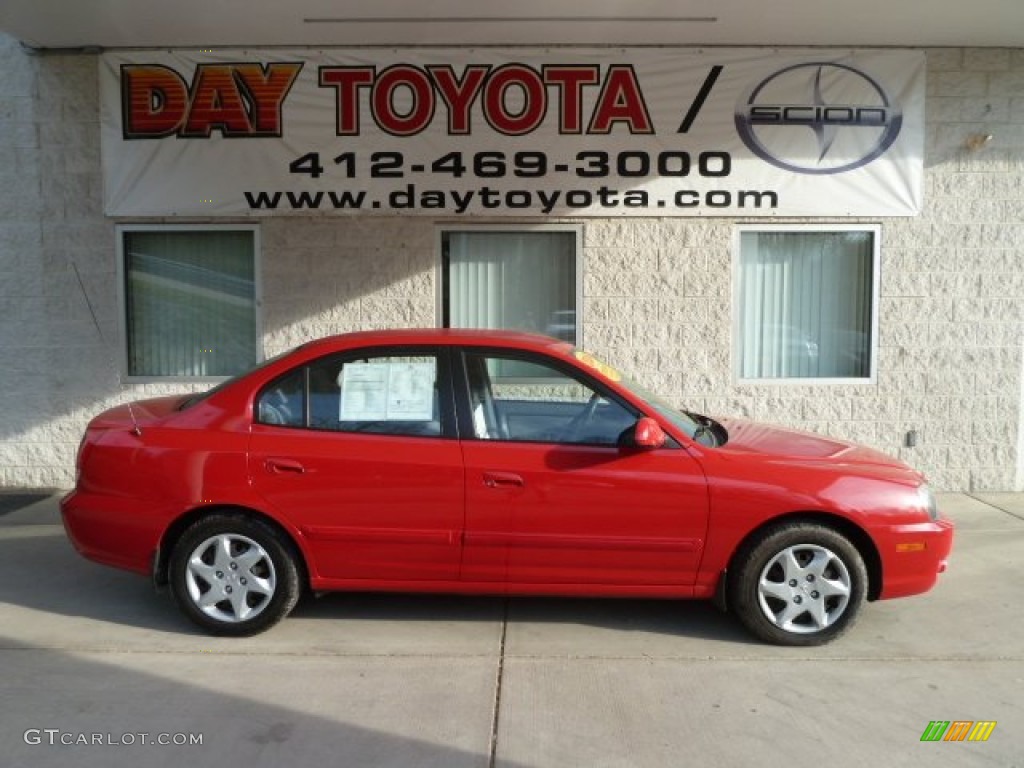 2004 Elantra GLS Sedan - Rally Red / Dark Gray photo #1