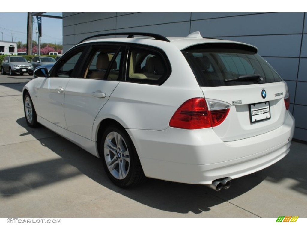 2008 3 Series 328xi Wagon - Alpine White / Beige photo #4