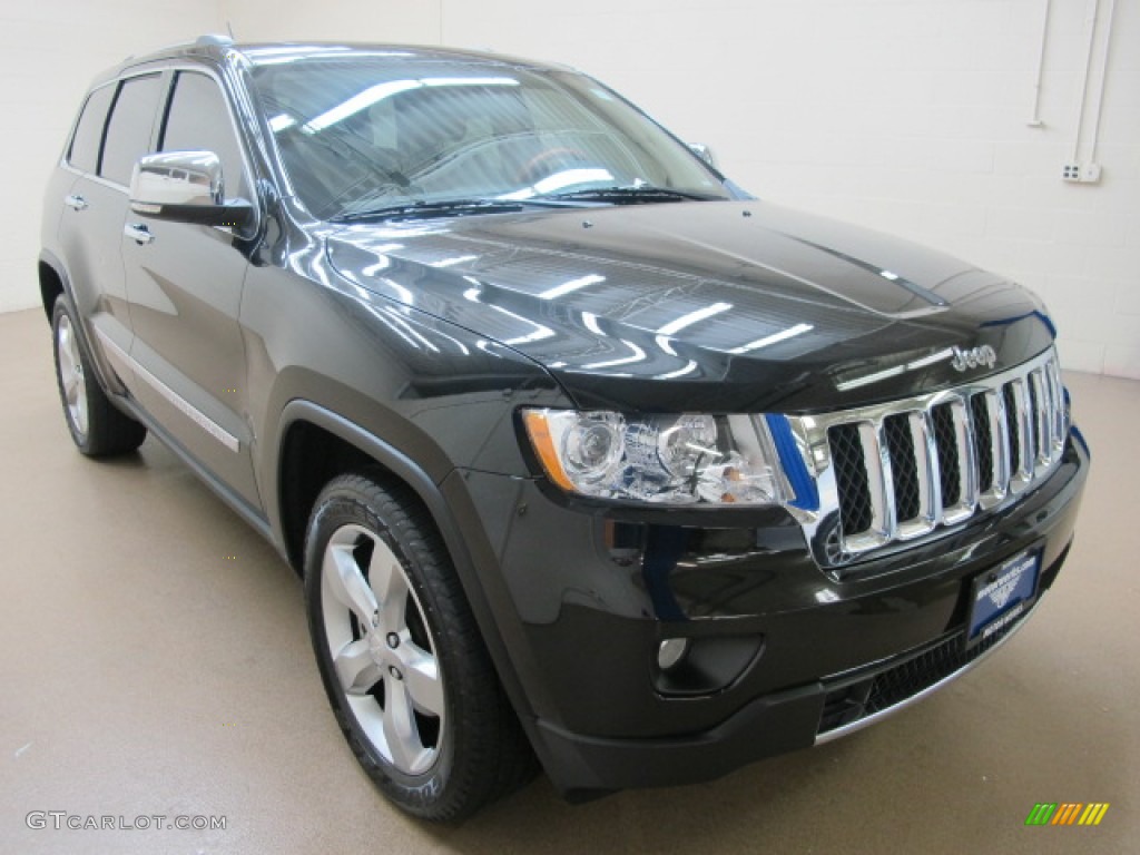 2011 Grand Cherokee Overland 4x4 - Brilliant Black Crystal Pearl / Dark Frost Beige/Light Frost Beige photo #1