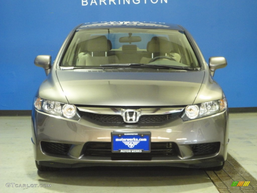 2010 Civic LX Sedan - Urban Titanium Metallic / Beige photo #2