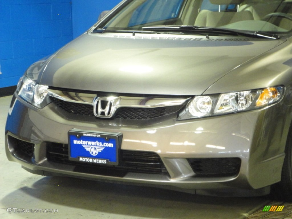 2010 Civic LX Sedan - Urban Titanium Metallic / Beige photo #3