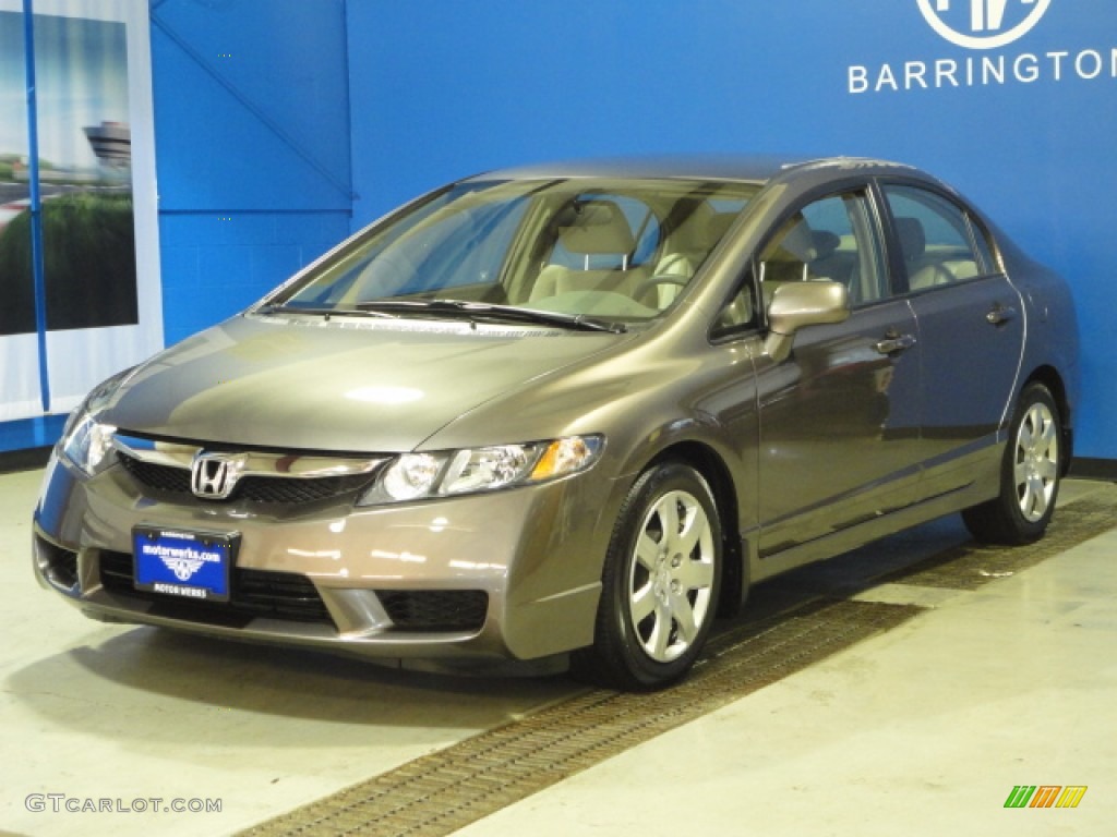 2010 Civic LX Sedan - Urban Titanium Metallic / Beige photo #4