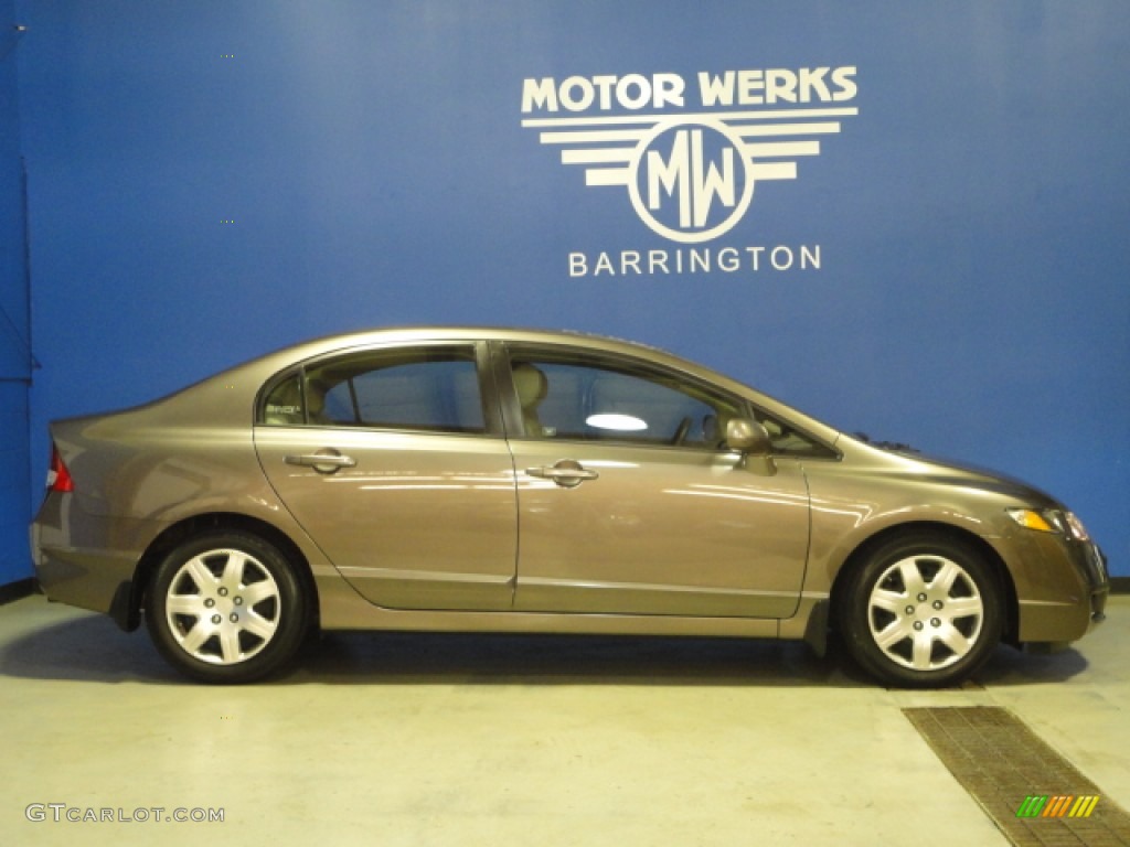 2010 Civic LX Sedan - Urban Titanium Metallic / Beige photo #10