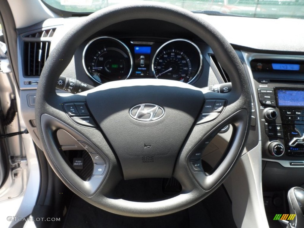 2012 Hyundai Sonata Hybrid Gray Steering Wheel Photo #64014729