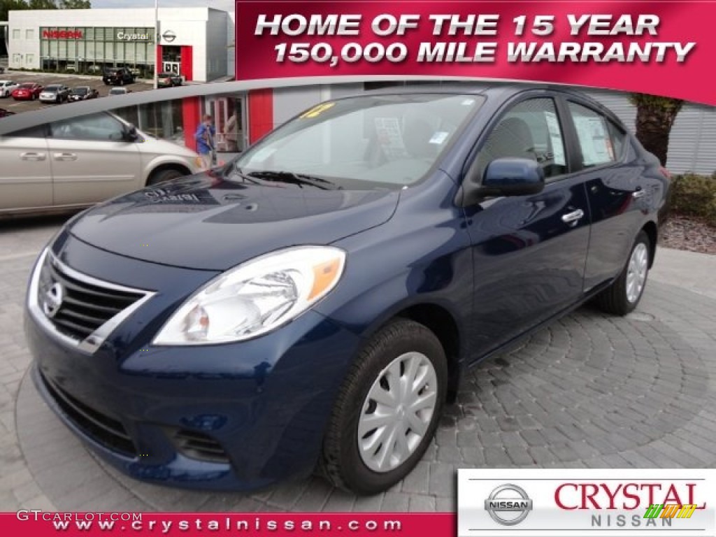 2012 Versa 1.6 SV Sedan - Blue Onyx Metallic / Sandstone photo #1