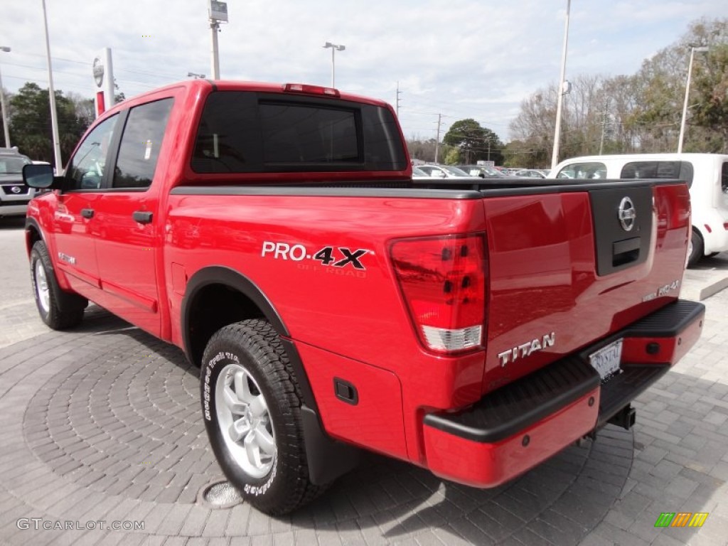 Red Alert 2012 Nissan Titan Pro-4X Crew Cab 4x4 Exterior Photo #64019325