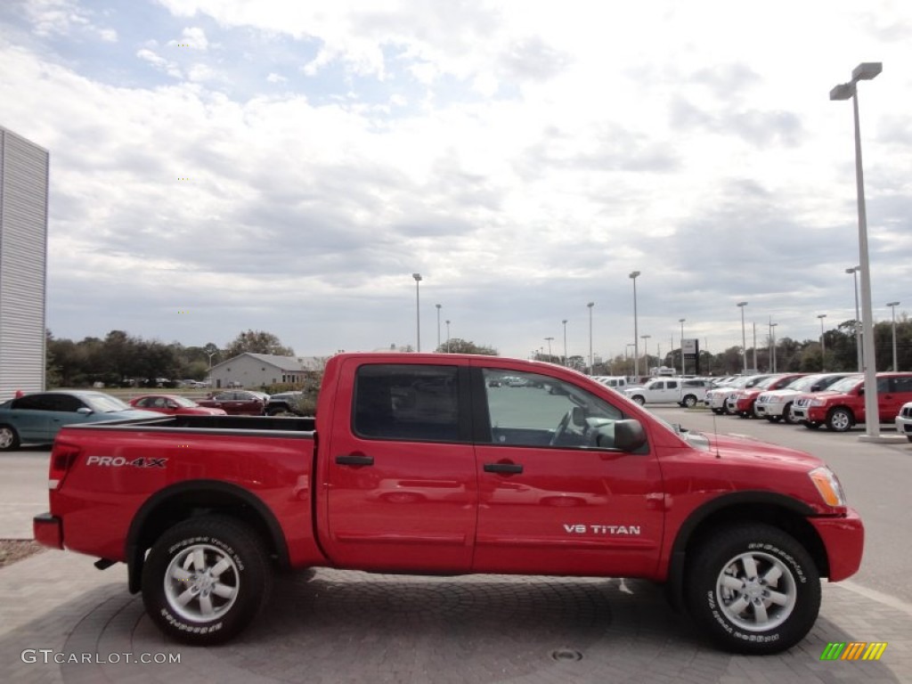 Red Alert 2012 Nissan Titan Pro-4X Crew Cab 4x4 Exterior Photo #64019378