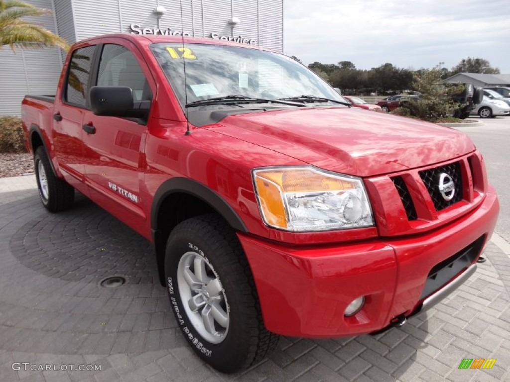 Red Alert 2012 Nissan Titan Pro-4X Crew Cab 4x4 Exterior Photo #64019385