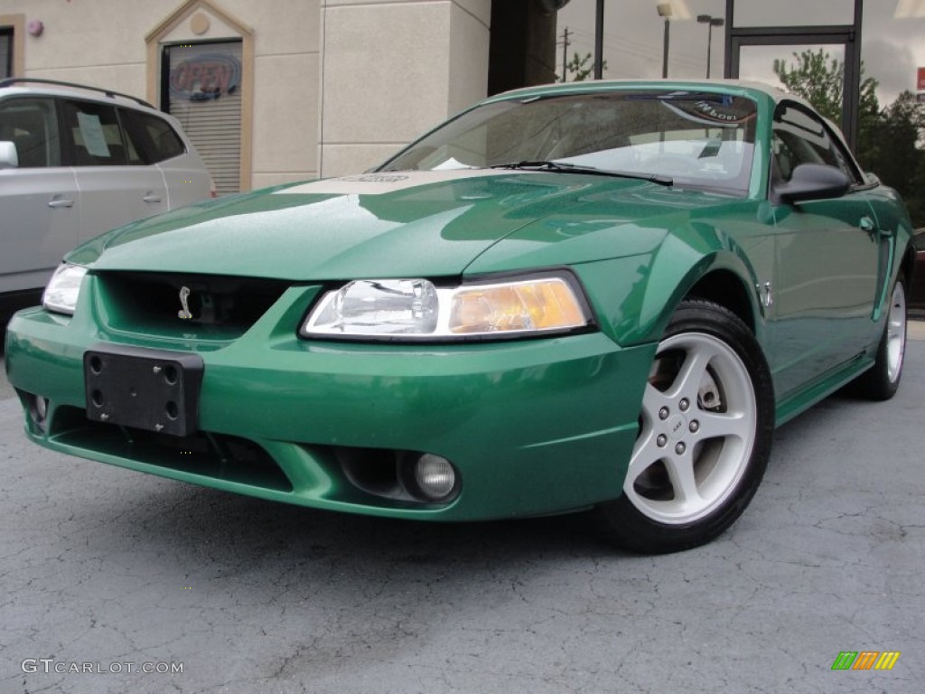 1999 Mustang SVT Cobra Convertible - Electric Green Metallic / Medium Parchment photo #3