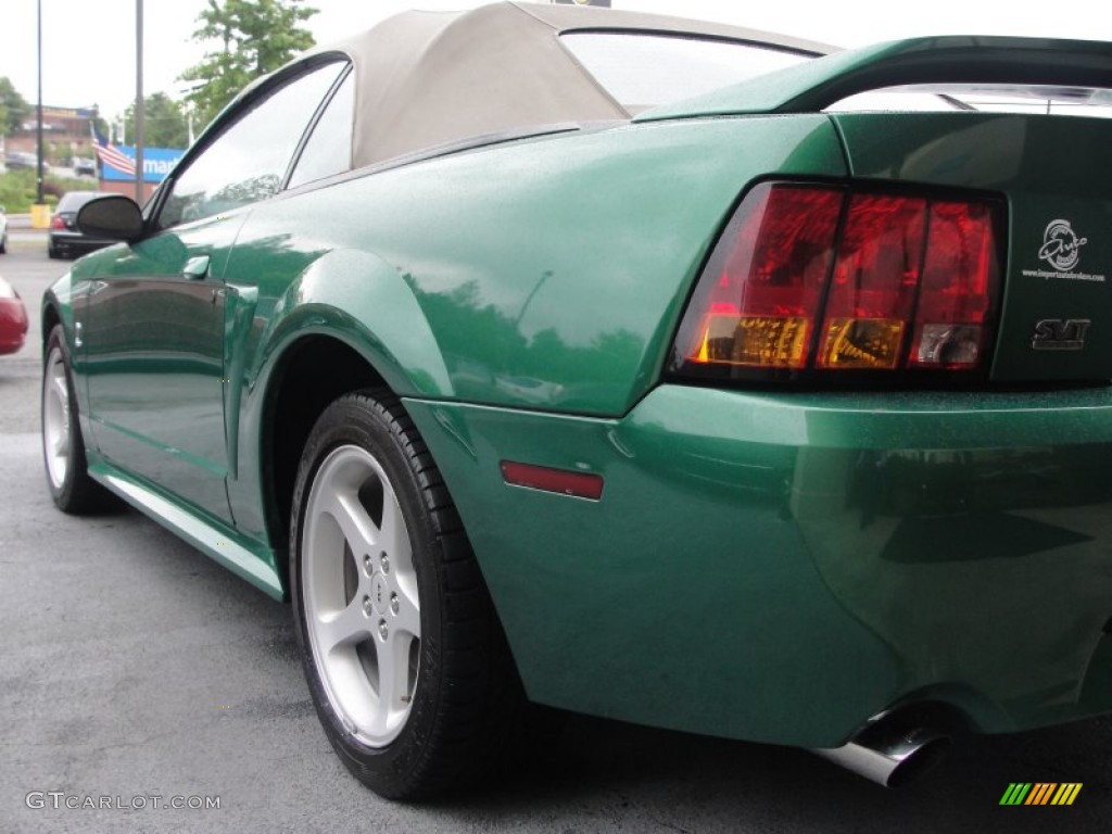1999 Mustang SVT Cobra Convertible - Electric Green Metallic / Medium Parchment photo #13