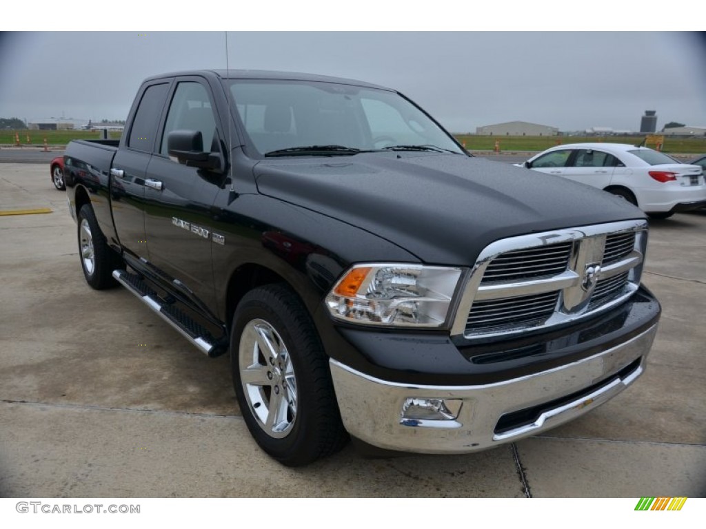 2011 Ram 1500 Big Horn Quad Cab - Brilliant Black Crystal Pearl / Light Pebble Beige/Bark Brown photo #11