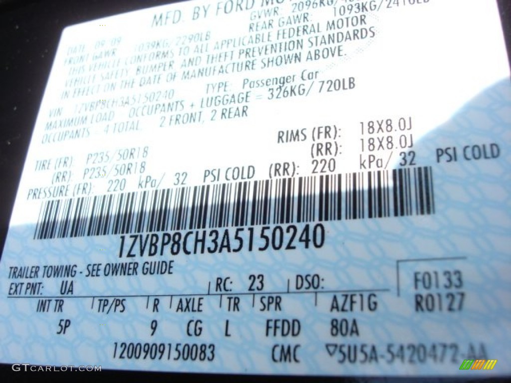 2010 Mustang Color Code UA for Black Photo #64031935