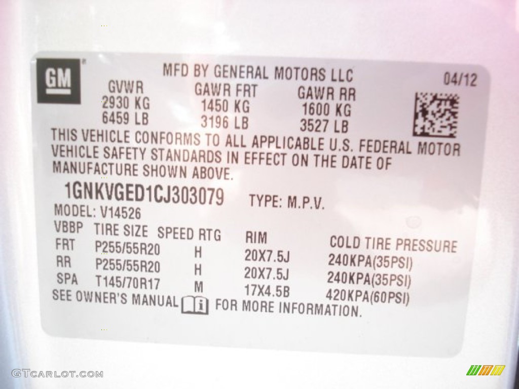 2012 Traverse LT AWD - Silver Ice Metallic / Ebony photo #20