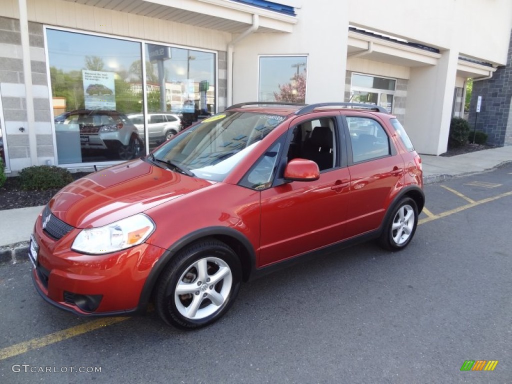 2009 SX4 Crossover Technology AWD - Cherry Red Metallic / Black photo #2