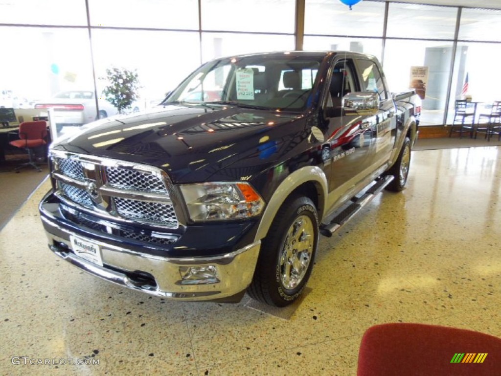 2012 Ram 1500 Laramie Crew Cab 4x4 - True Blue Pearl / Dark Slate Gray photo #2