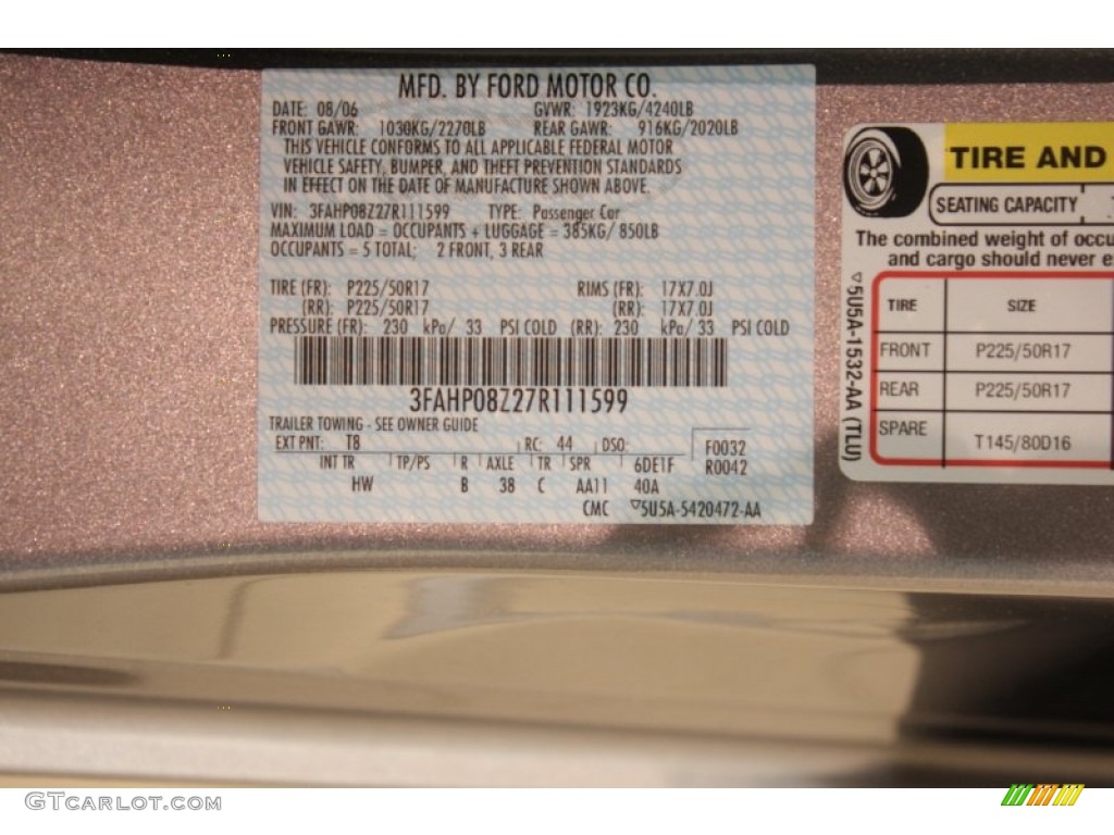 2007 Fusion SEL - Tungsten Grey Metallic / Charcoal Black photo #22