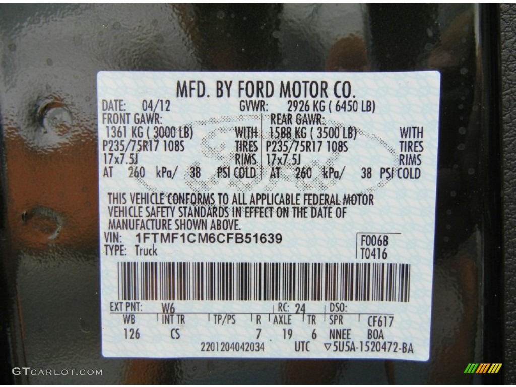 2012 F150 Color Code W6 for Green Gem Metallic Photo #64053814