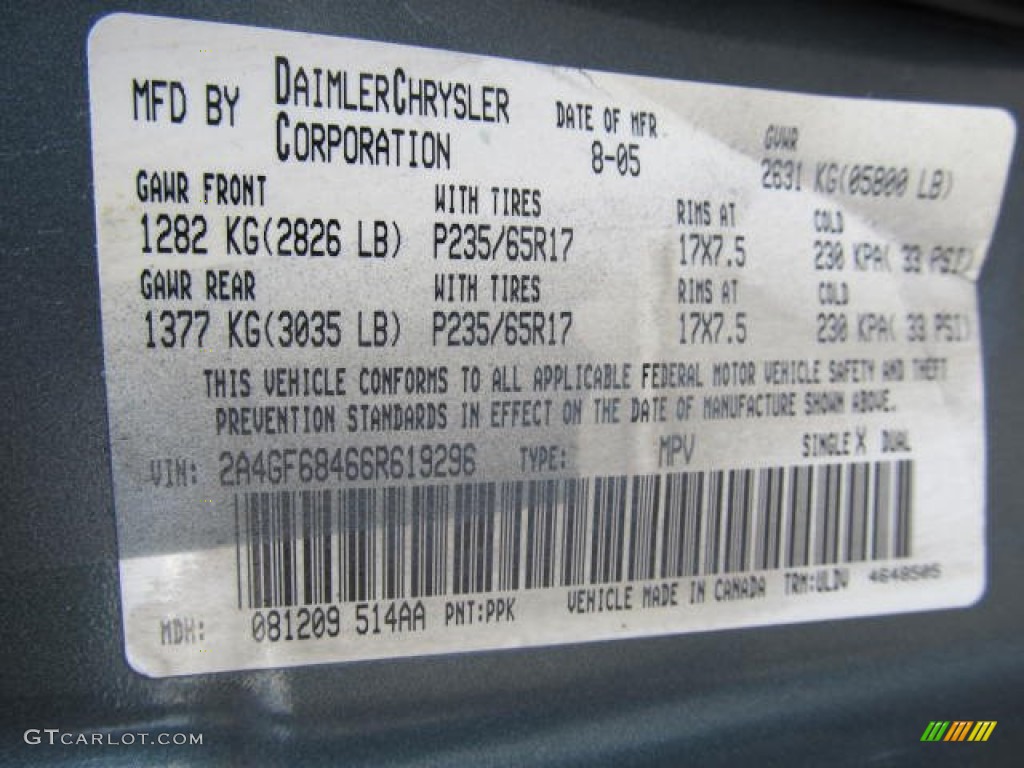 2006 Pacifica Color Code PPK for Magnesium Green Pearl Photo #64055147
