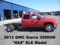 Fire Red 2012 GMC Sierra 3500HD SLE Crew Cab 4x4 Dually Chassis