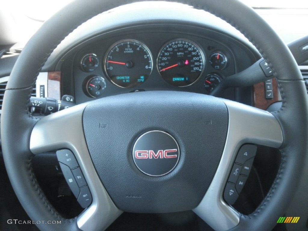 2012 GMC Yukon XL 2500 SLT 4x4 Ebony Steering Wheel Photo #64065779