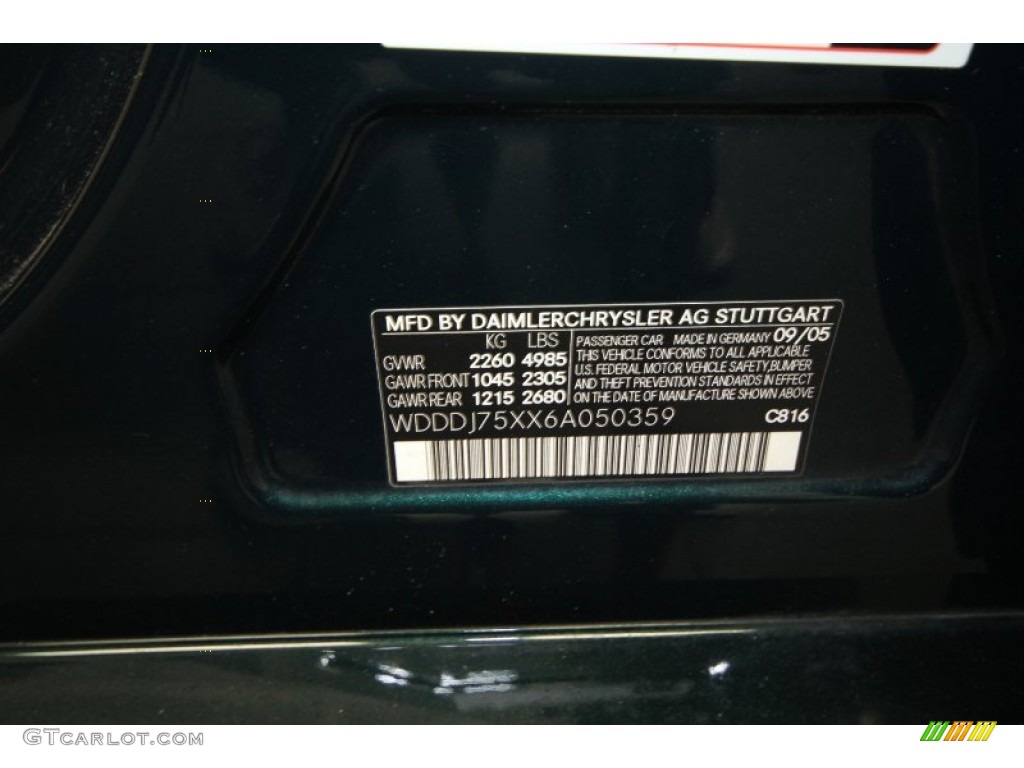 2006 CLS Color Code 816 for Everest Green Metallic Photo #64067969