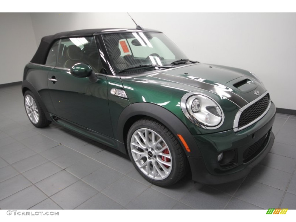 British Racing Green II Metallic 2012 Mini Cooper John Cooper Works Convertible Exterior Photo #64072696