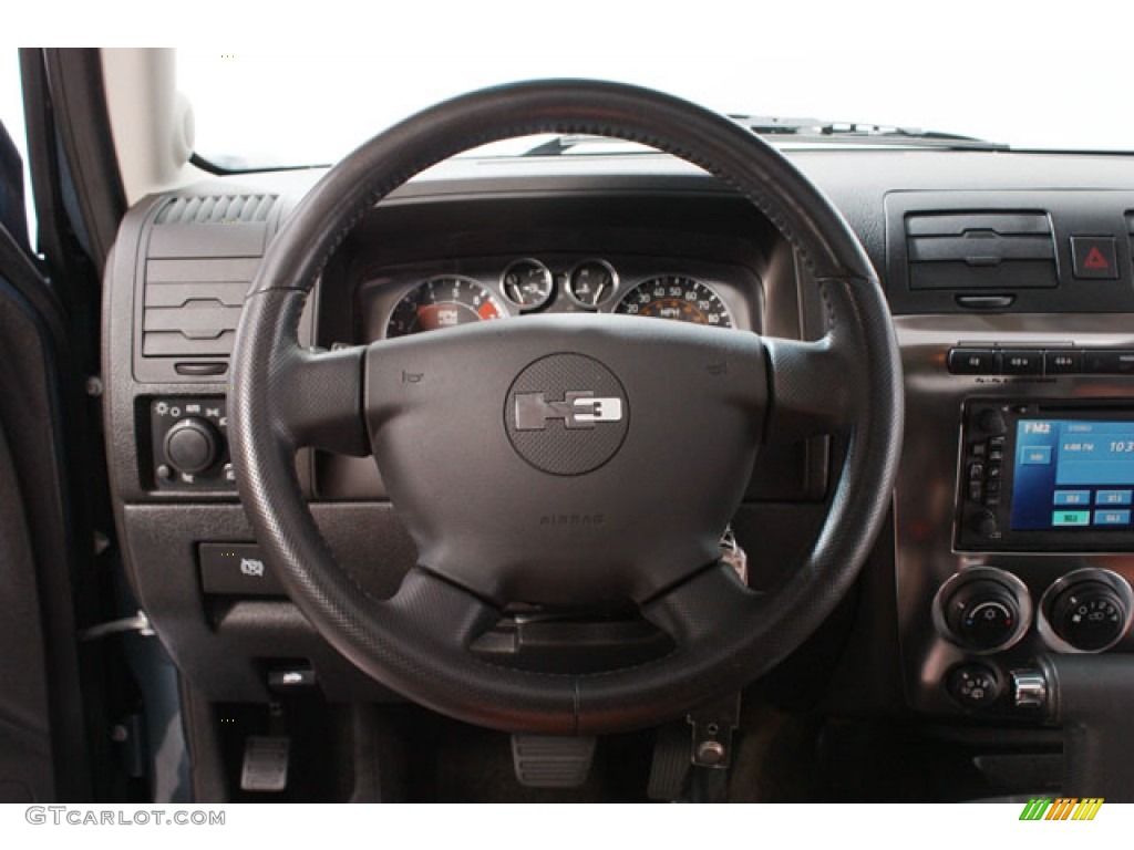 2006 Hummer H3 Standard H3 Model Ebony Black/Morroco Brown Steering Wheel Photo #64074202