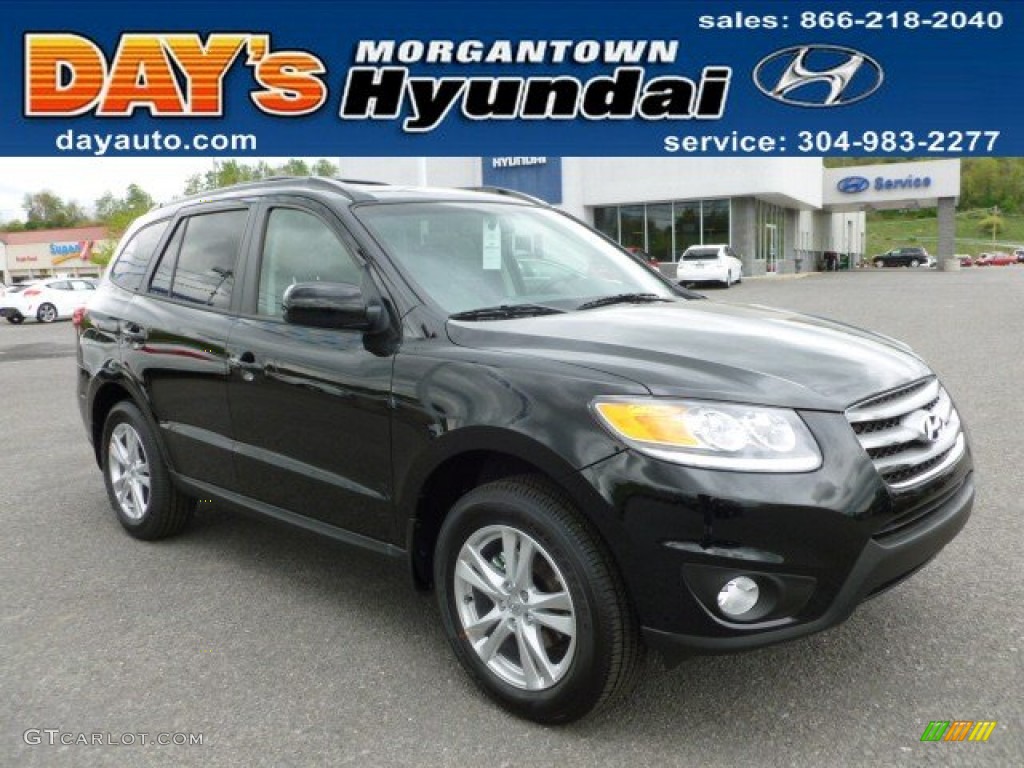 2012 Santa Fe SE V6 AWD - Twilight Black / Gray photo #1