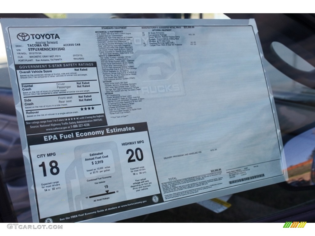 2012 Tacoma Access Cab 4x4 - Magnetic Gray Mica / Graphite photo #12