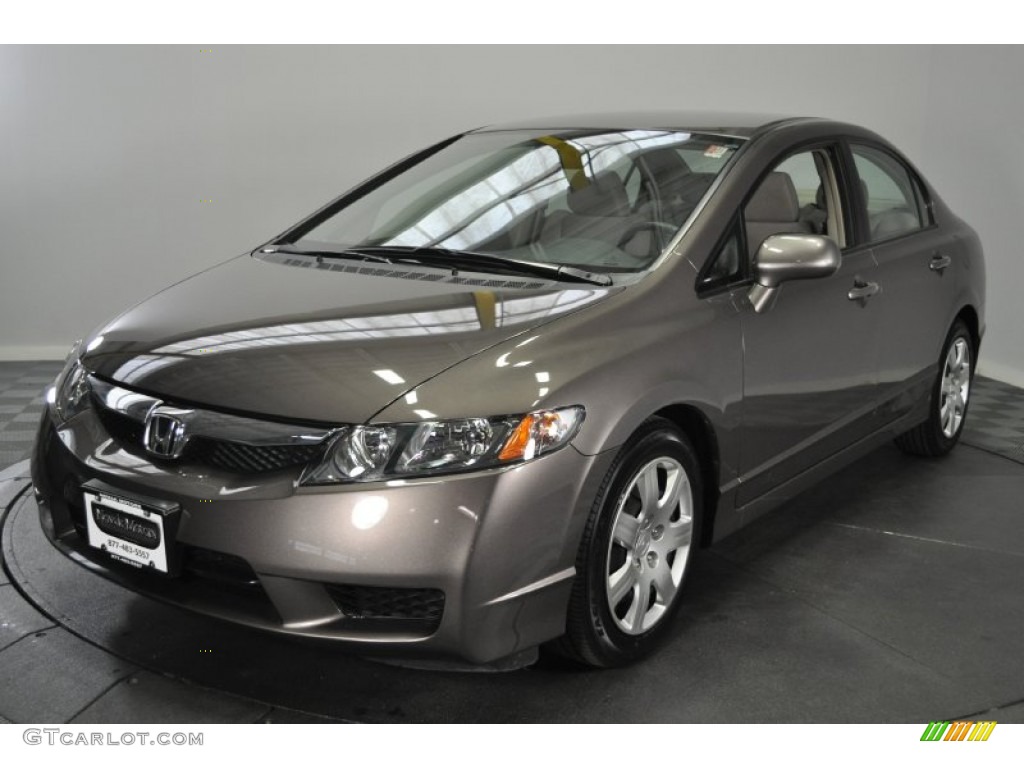 2010 Civic LX Sedan - Urban Titanium Metallic / Beige photo #1