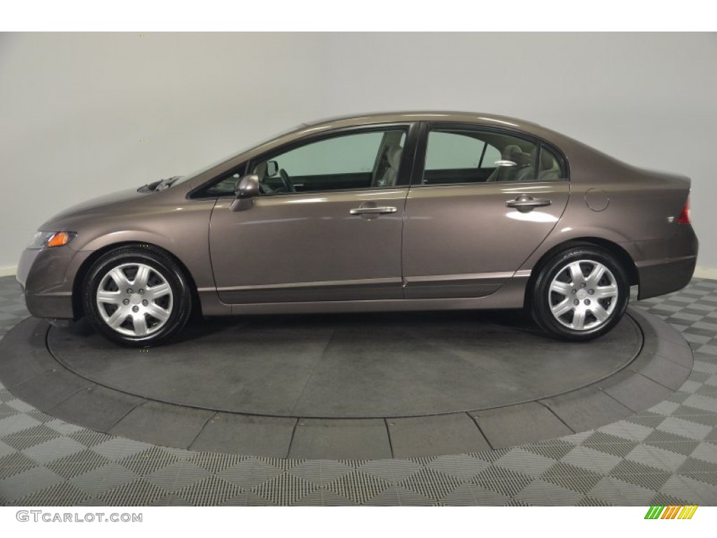 2010 Civic LX Sedan - Urban Titanium Metallic / Beige photo #2